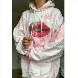 NOT FOR SALE pink chanel lips tie dye hoodie
